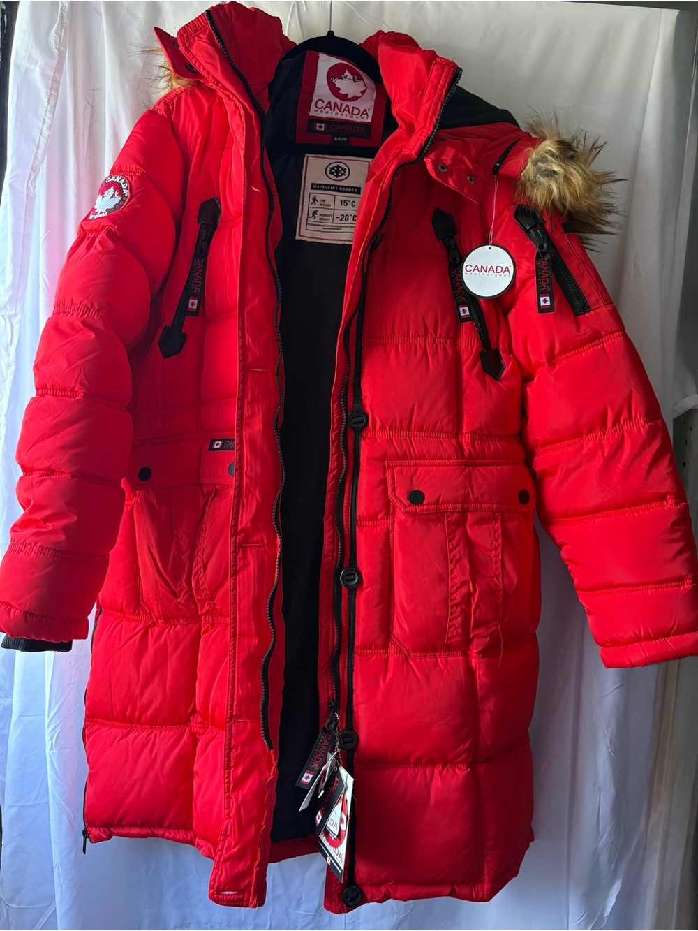 NWT Canada Weather Gear Red Winter Parka Puffer Jacket Coat Women's XL